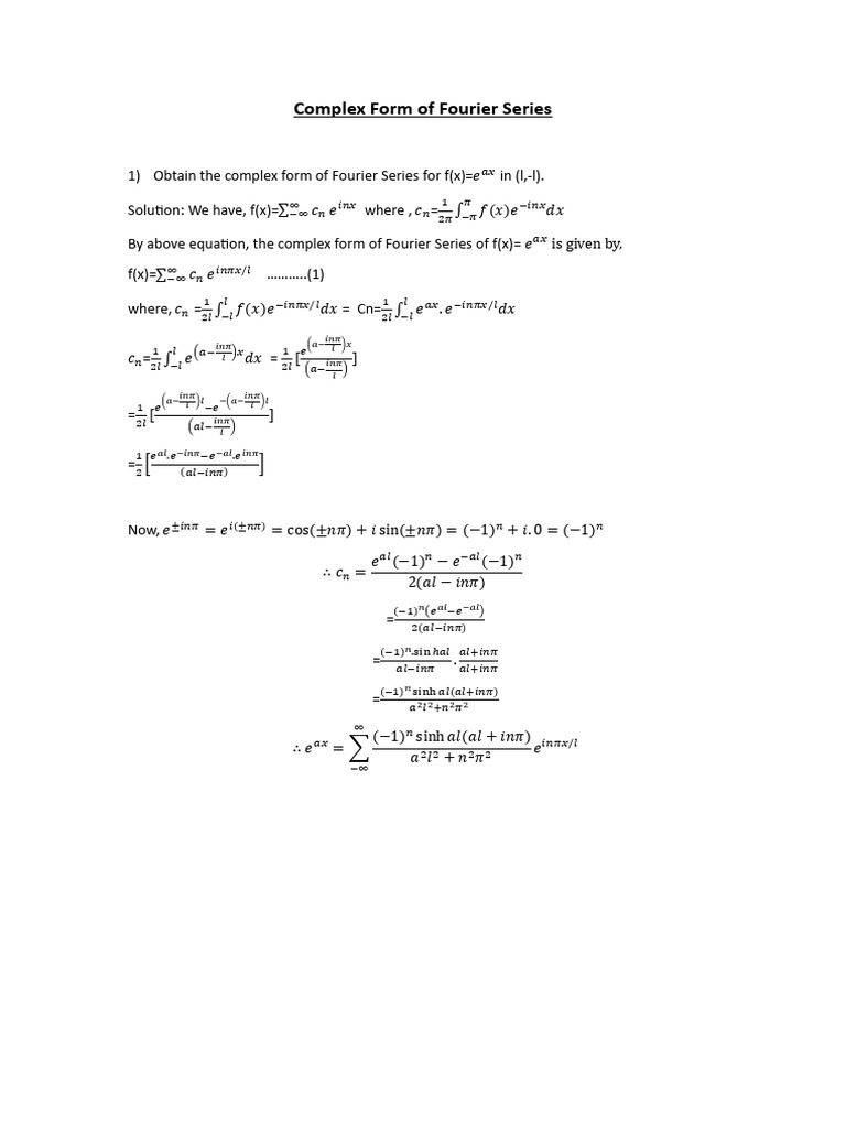 Complex Form of Fourier Series | PDF | Mathematics | Algebra