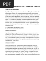 BUSSINESS PLAN OF VEGETABLE PACKAGING COMPANY