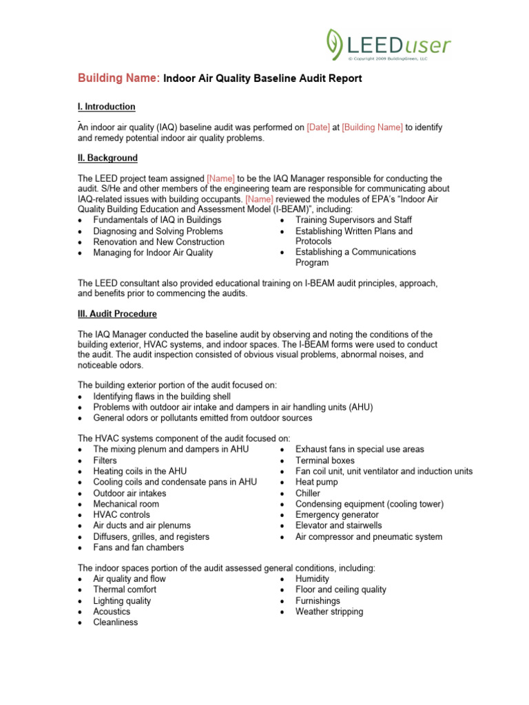 Curated visual reference: Picture Idea: Indoor Air Quality Audit Report Summary Pdf