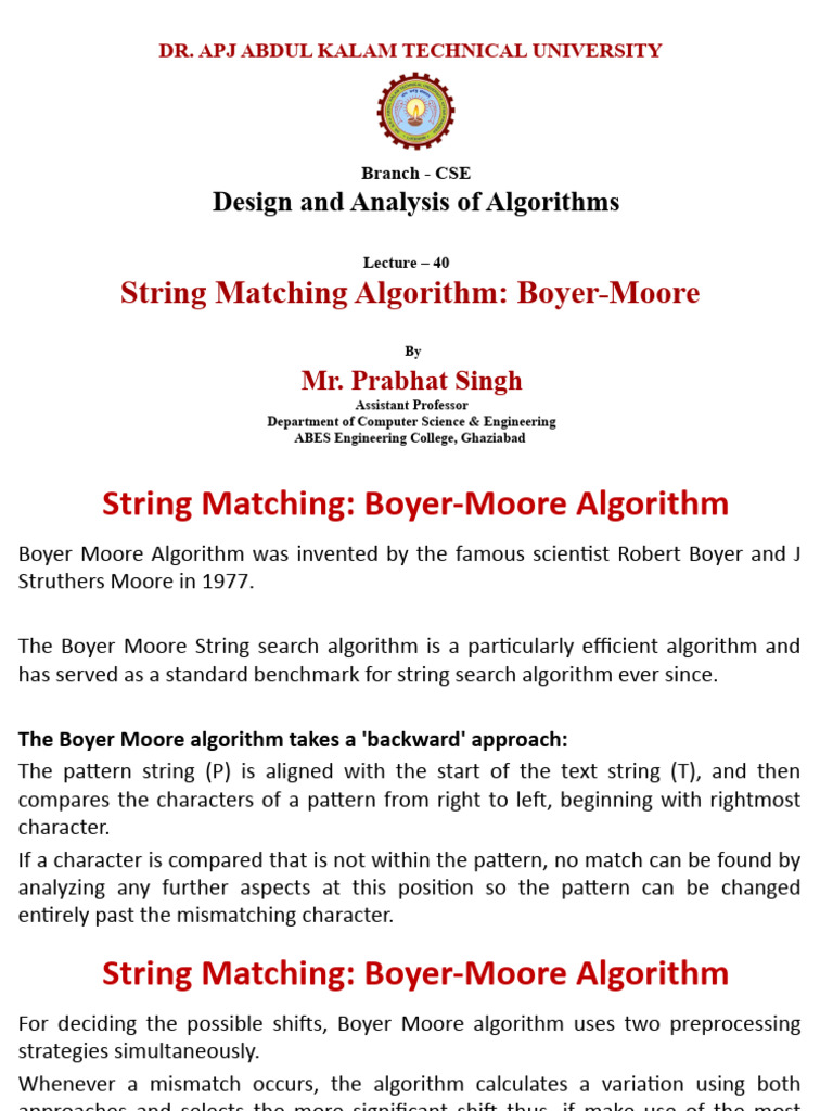 Boyer Moore Algorithm Visualization