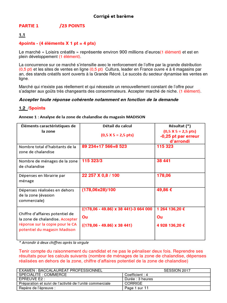 Corrigé Bac Pro Commerce 2017 | PDF | Commerce de détail | Commerce ...