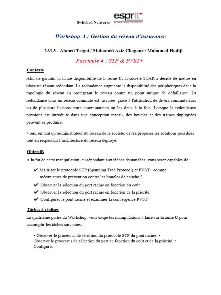 Gestion de la redondance avec STP et PVST+ | PDF | Sciences et ...