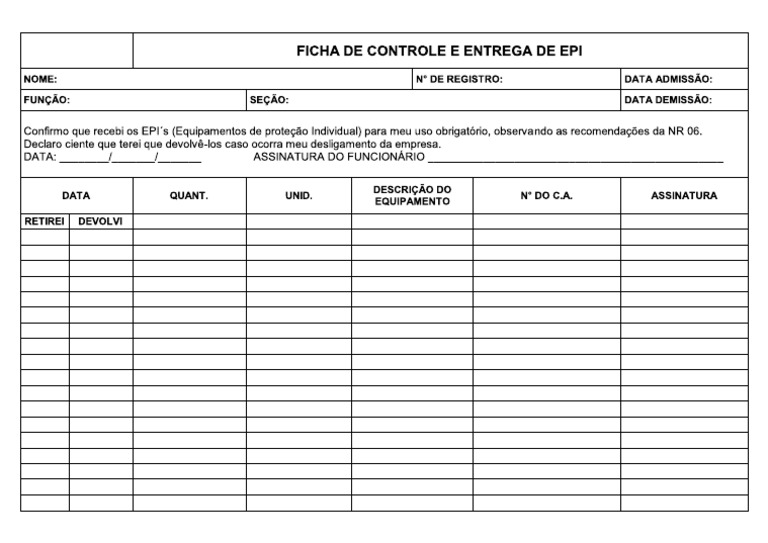 Ficha de Epi | PDF