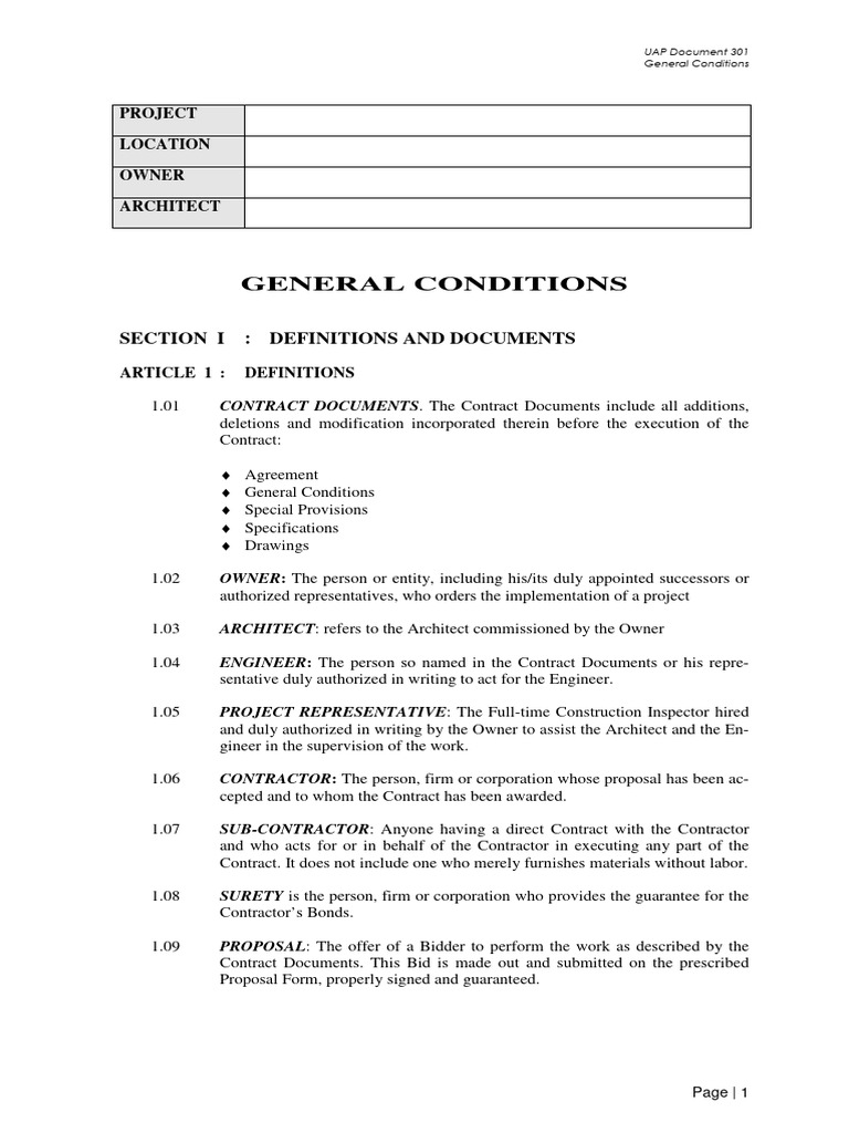 UAP Document 301: General Conditions | PDF | Specification (Technical ...