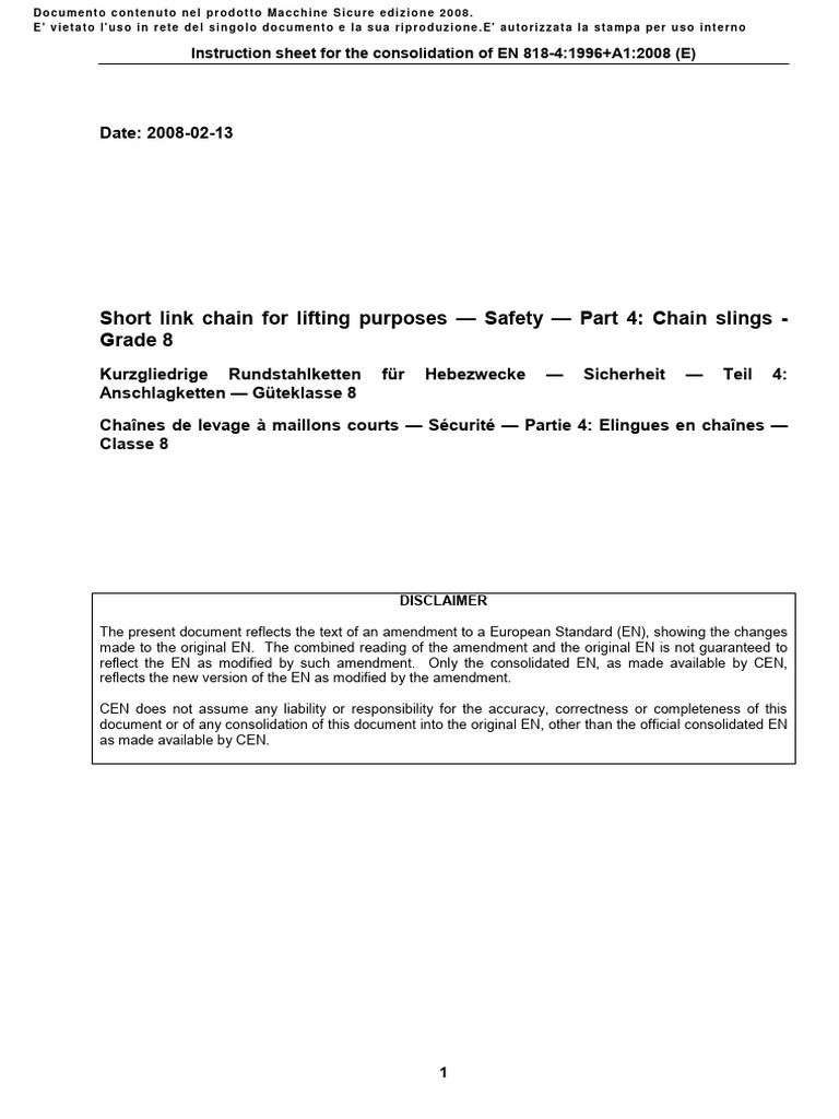 BS en 818-4-1996+a1-2008 | PDF