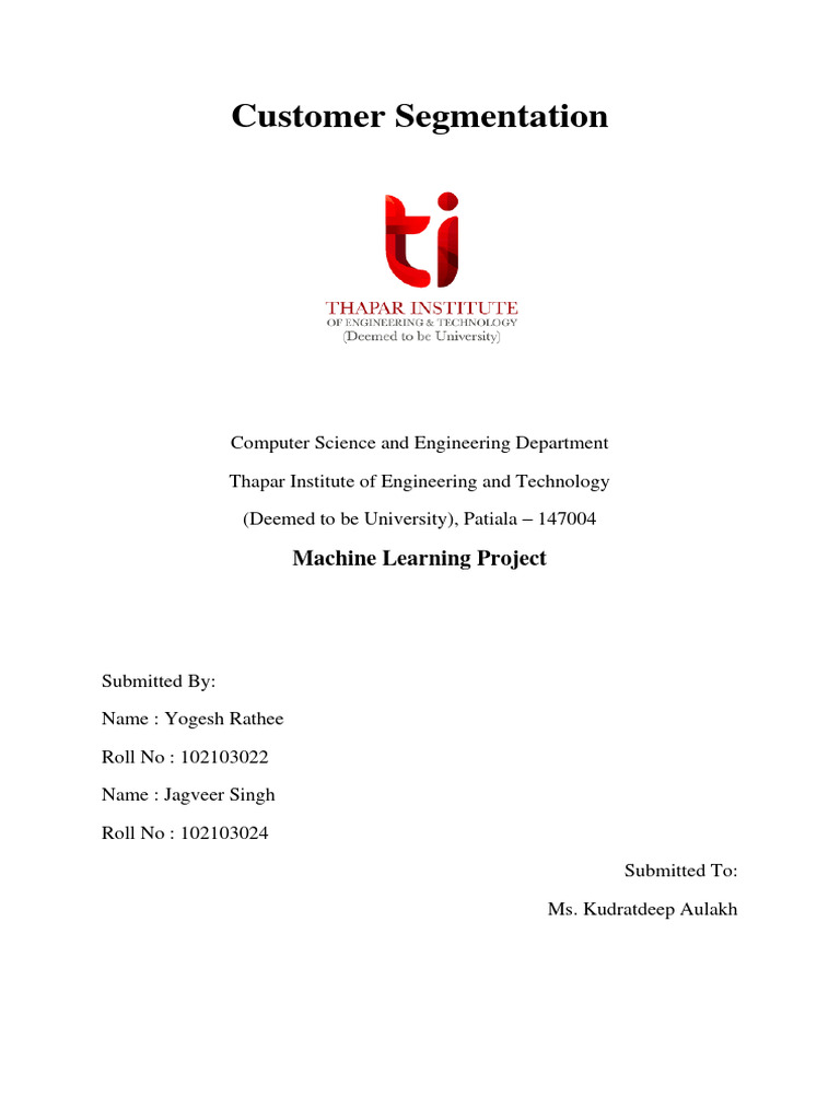 Customer Segmentation Report | PDF | Machine Learning | Cluster Analysis