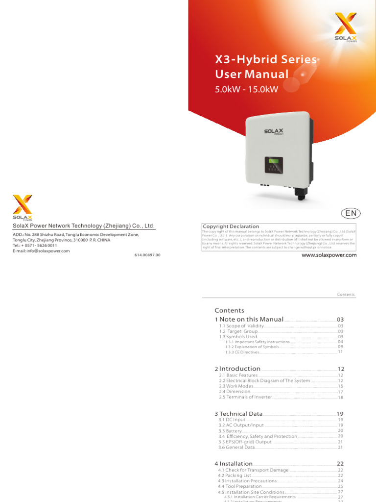 x3 Hybrid g4 User Manual en PDF Power Inverter Photovoltaic System