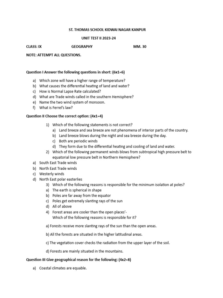 Class 9 Geo Unit 2 23-24 | PDF