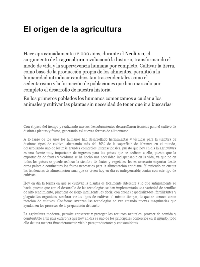 La Evolucion De La Agricultura Pdf