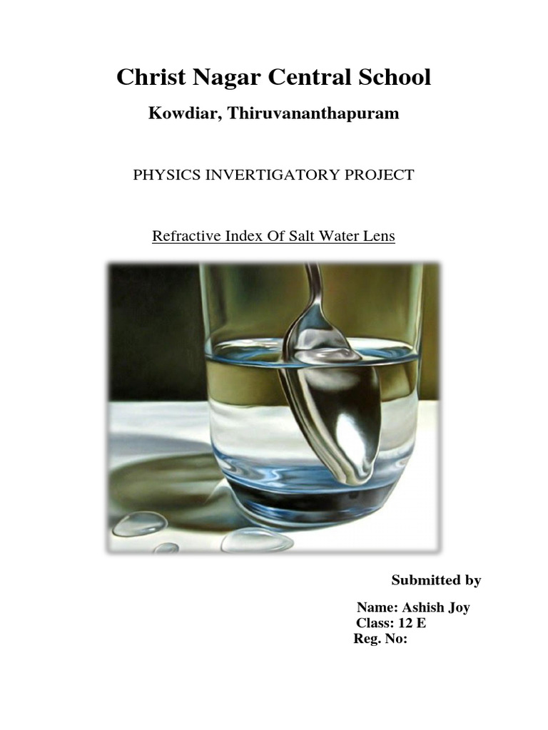 Refractive Index of Salt Water Lens | PDF | Refraction | Optics