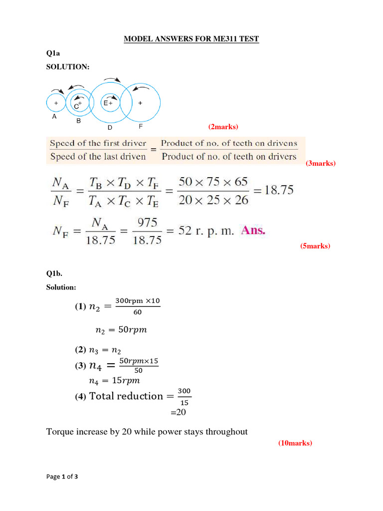 Me 311 Test 1 Pdf Applied Mathematics Mathematics