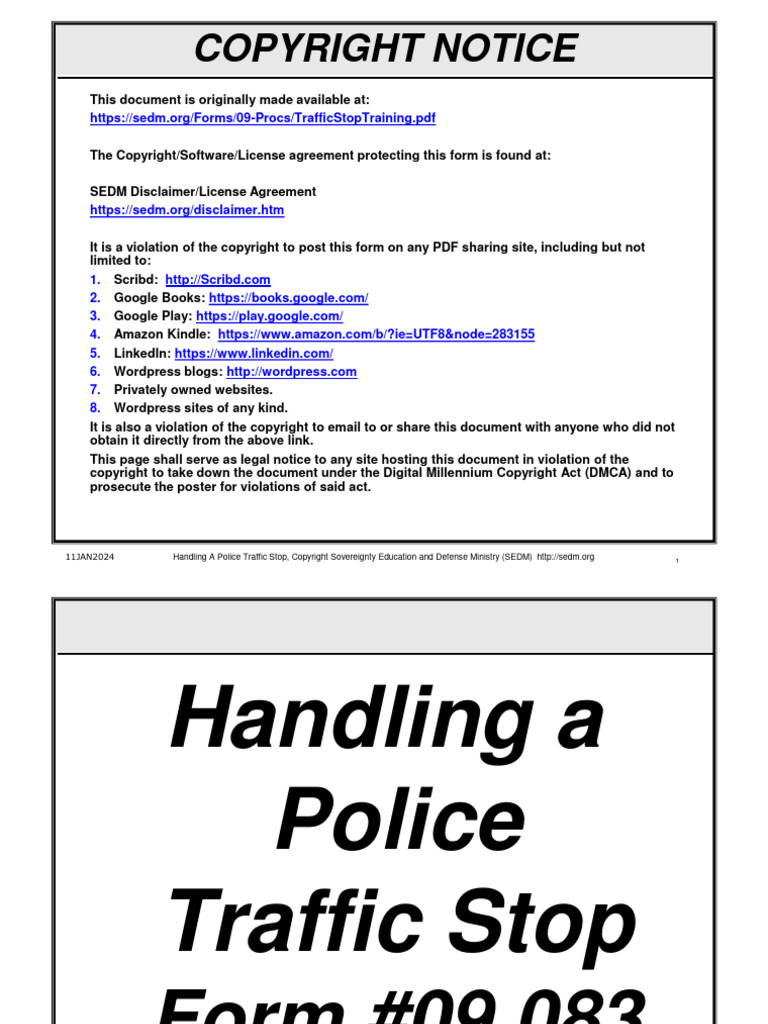 Handling A Police Traffic Stop Course, Form #09.083 | PDF | Probable ...