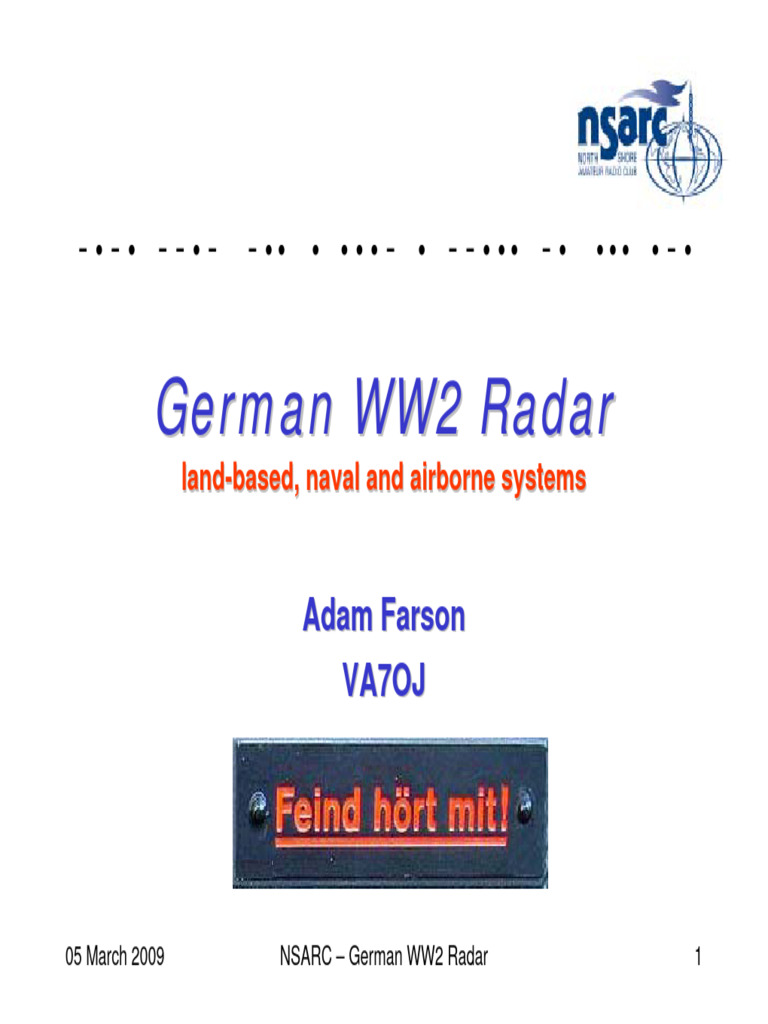 German WW2 Radar Systems Overview | PDF | Radar | Radio Technology