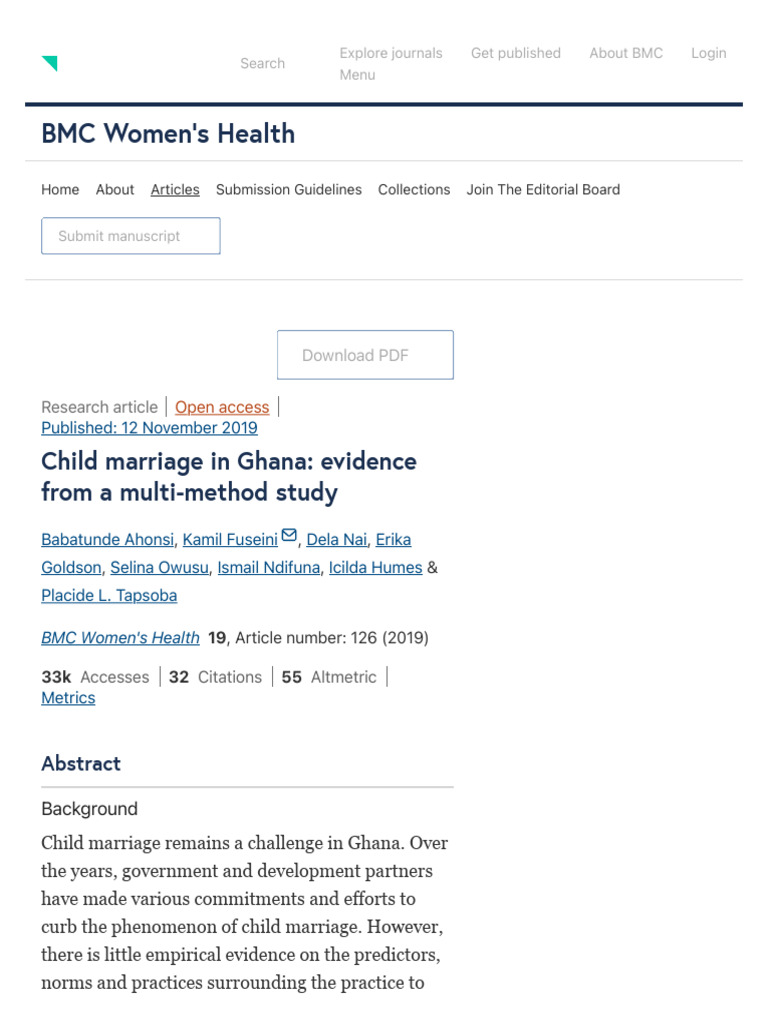 Child marriage in Ghana evidence from a multimethod study BMC Women