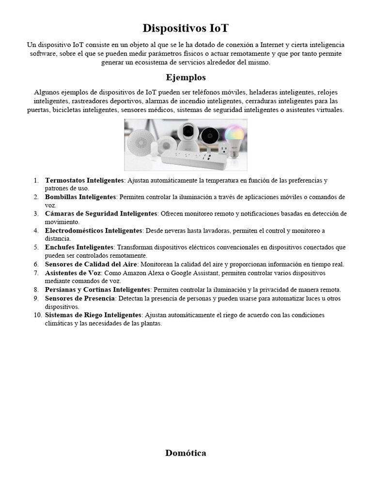 Dispositivos IoT y Domótica Inteligente | PDF | Internet de las Cosas ...