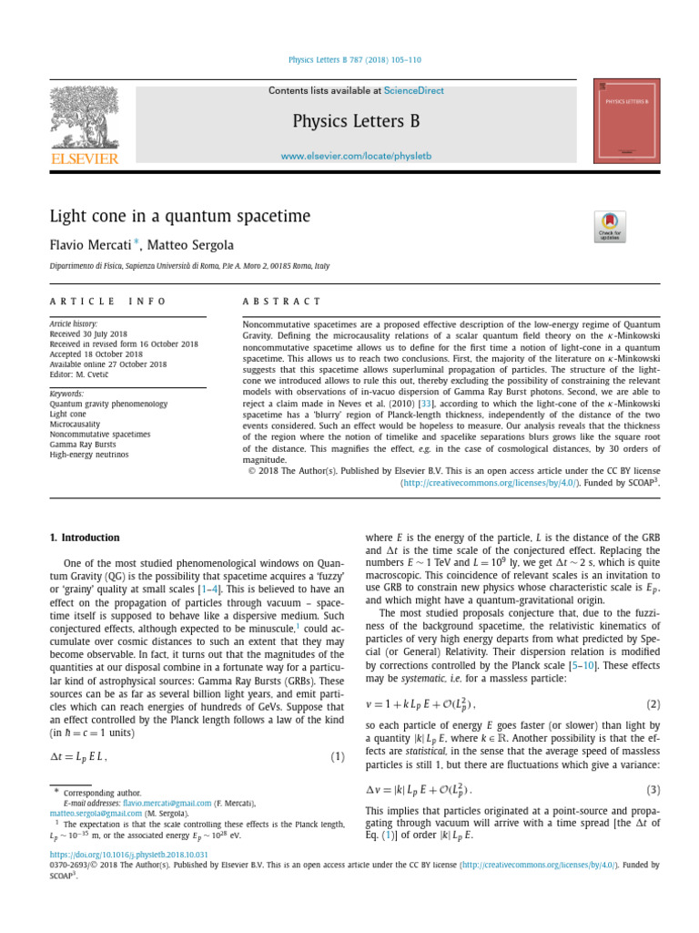 2018 Light Cone in A Quantum Spacetime | PDF | Spacetime | General ...