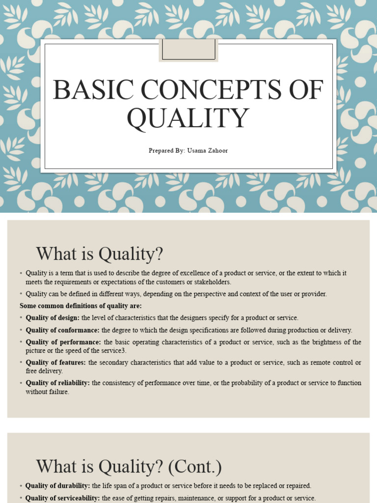 Basic Concepts of Quality | PDF | Quality Management | Quality (Business)