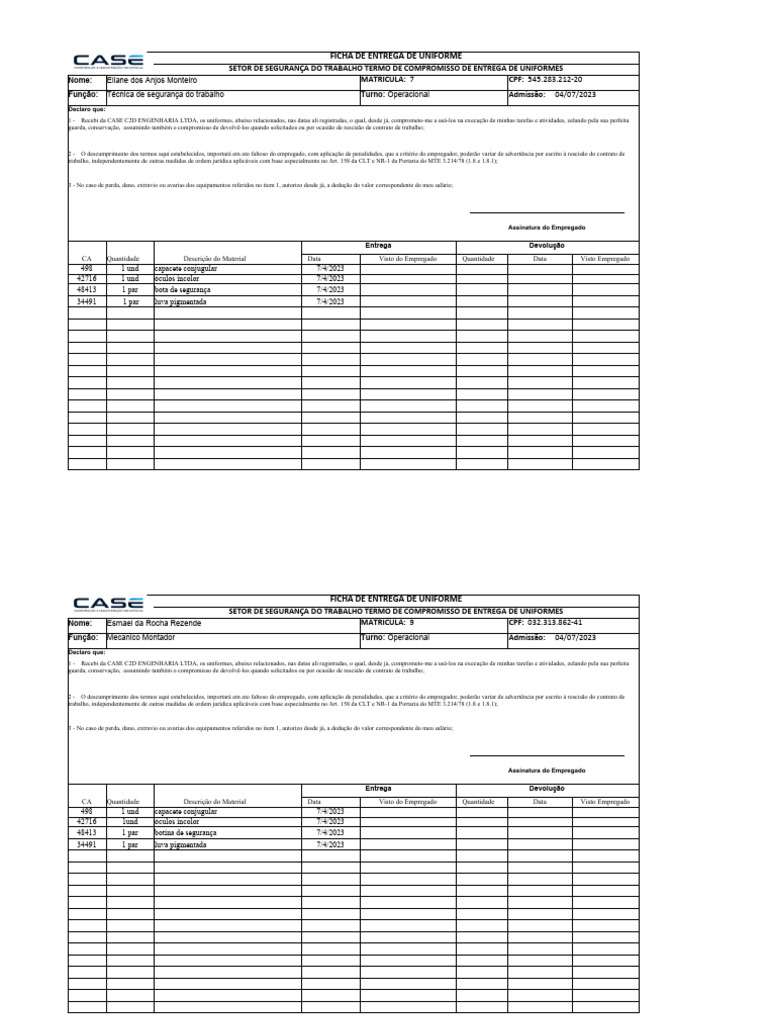 Cópia de FICHA DE EPI Case PDF Engenharia Direito Civil (sistema