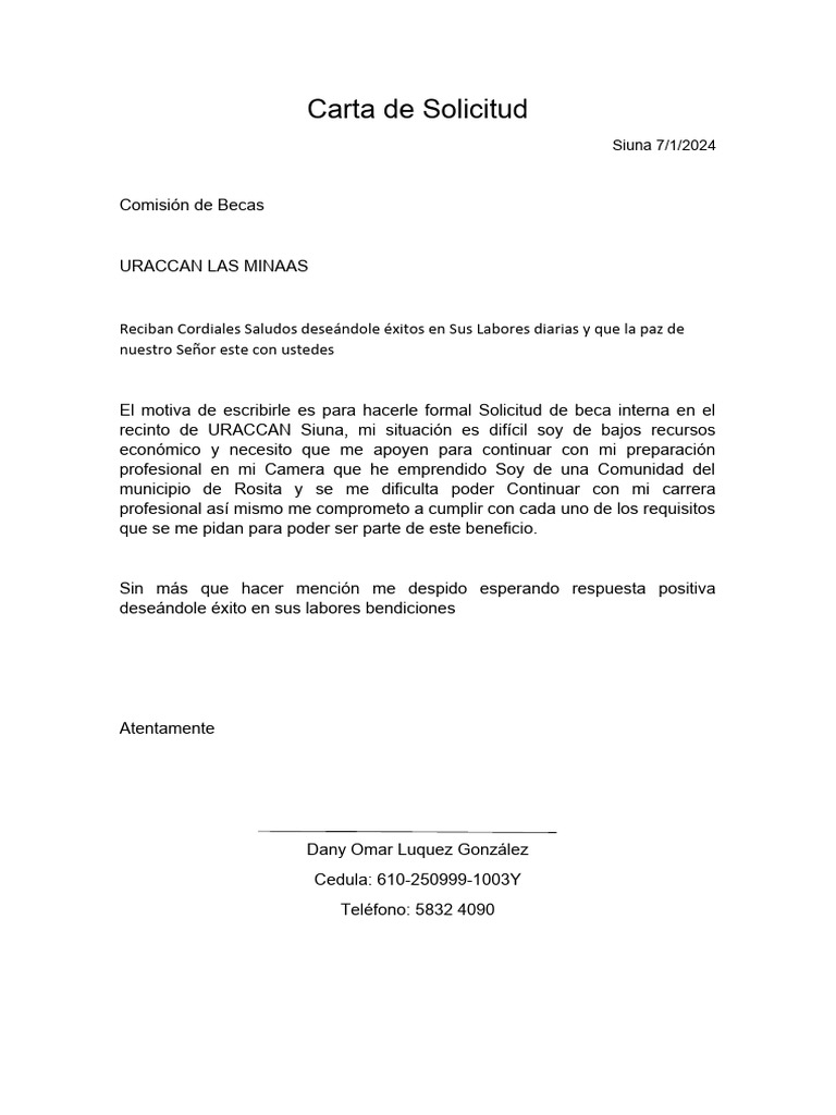 Carta de Solicitud | PDF