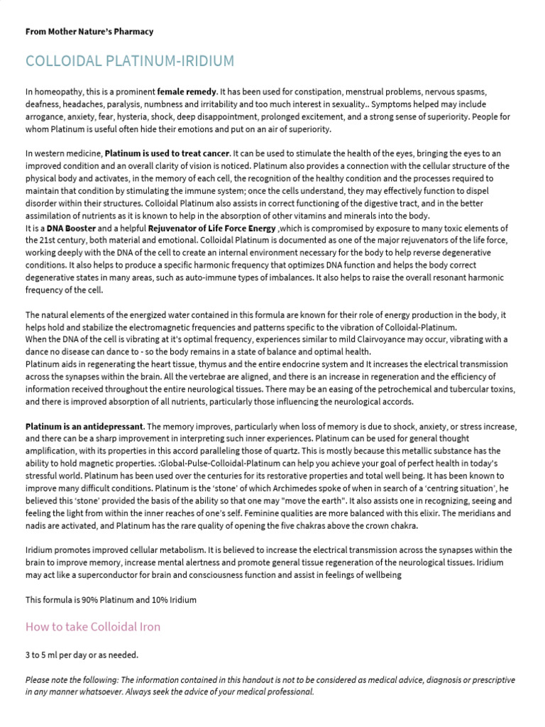 Colloidal PlatinumIridium PDF Anxiety Platinum
