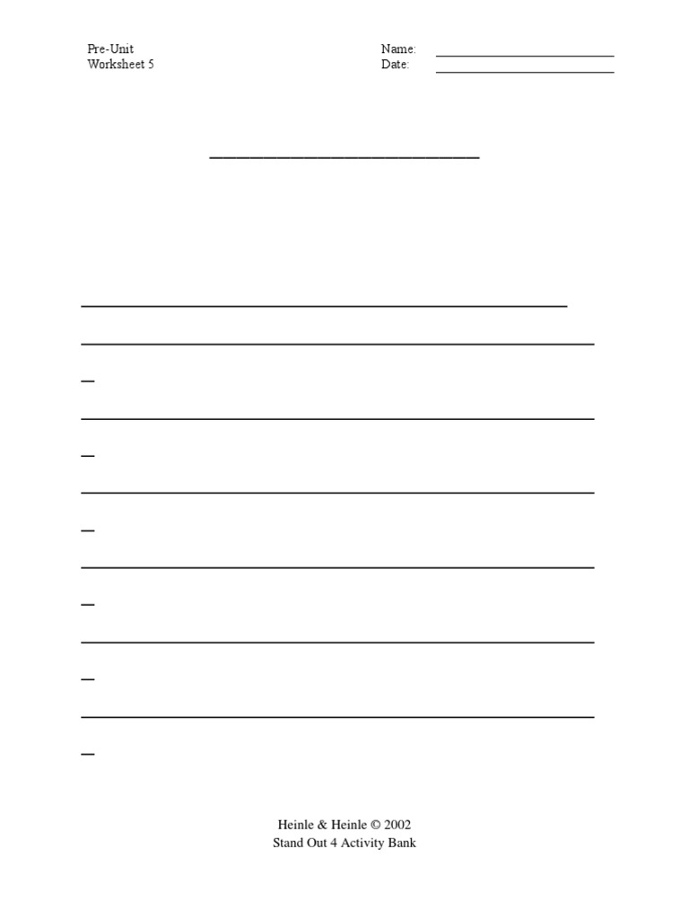 Pre-Unit, Worksheet 5 | PDF