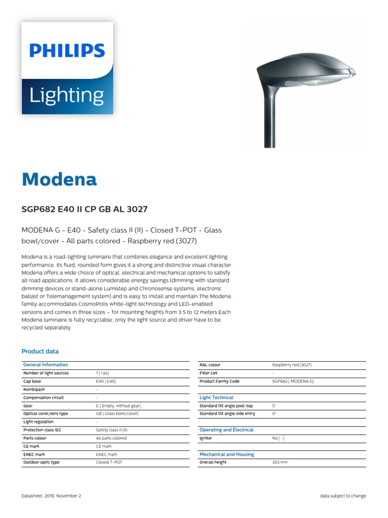 Modena SGP682 | PDF | Lighting | Optics