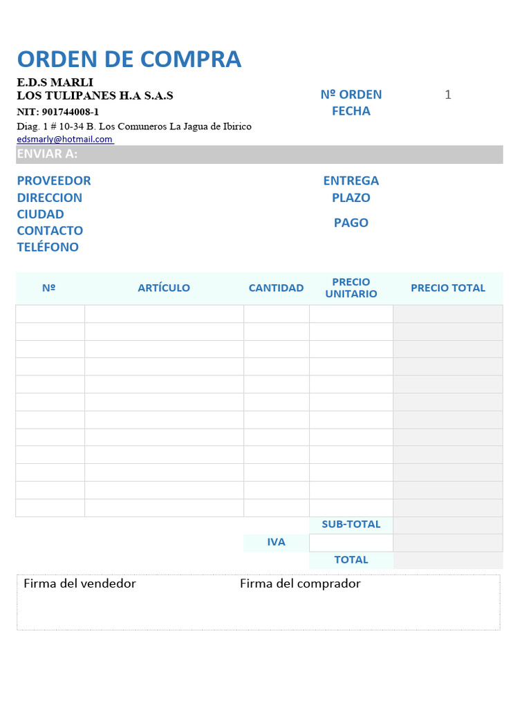 Orden de Compra E.D.S Marli 2023 | PDF
