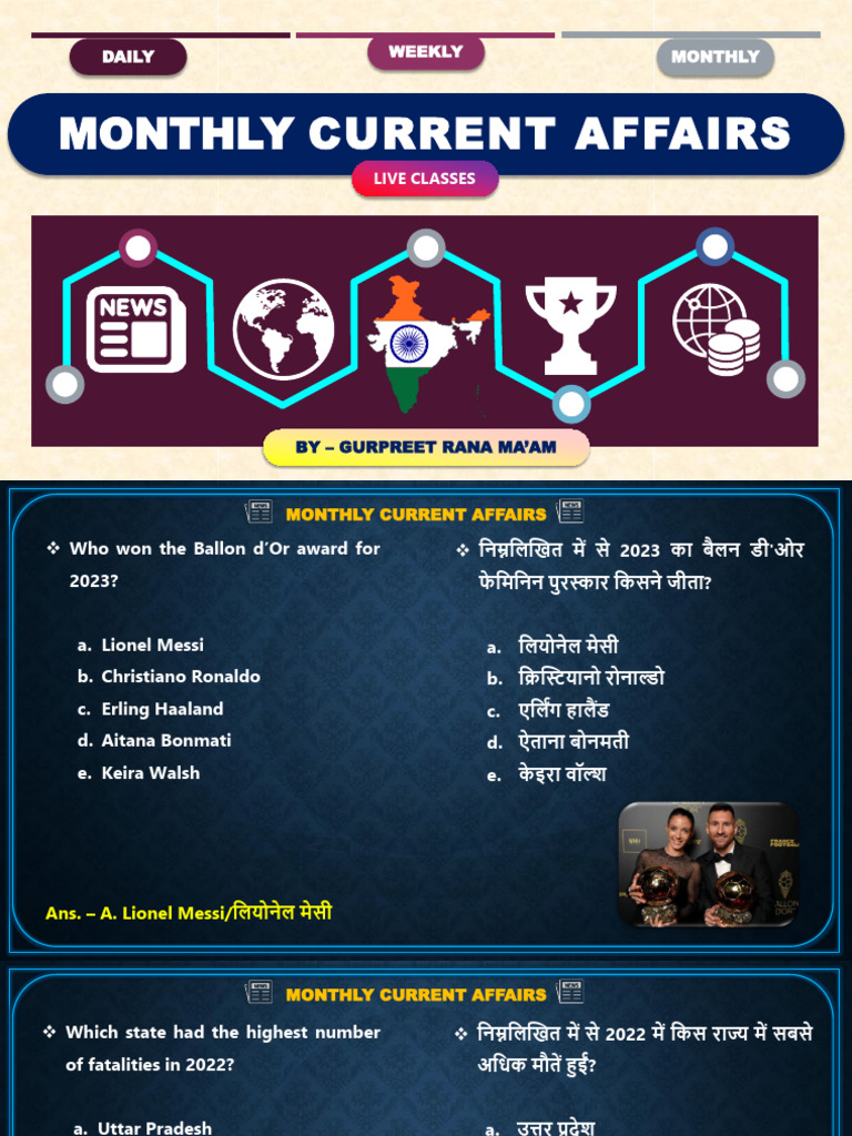 Monthly Current Affairs Nov 2023 By Gurpreet Rana Ma Am Pdf