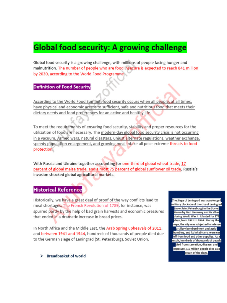 Global Food Crisis by DR Ayub-1-1 | PDF | Food Security | Malnutrition