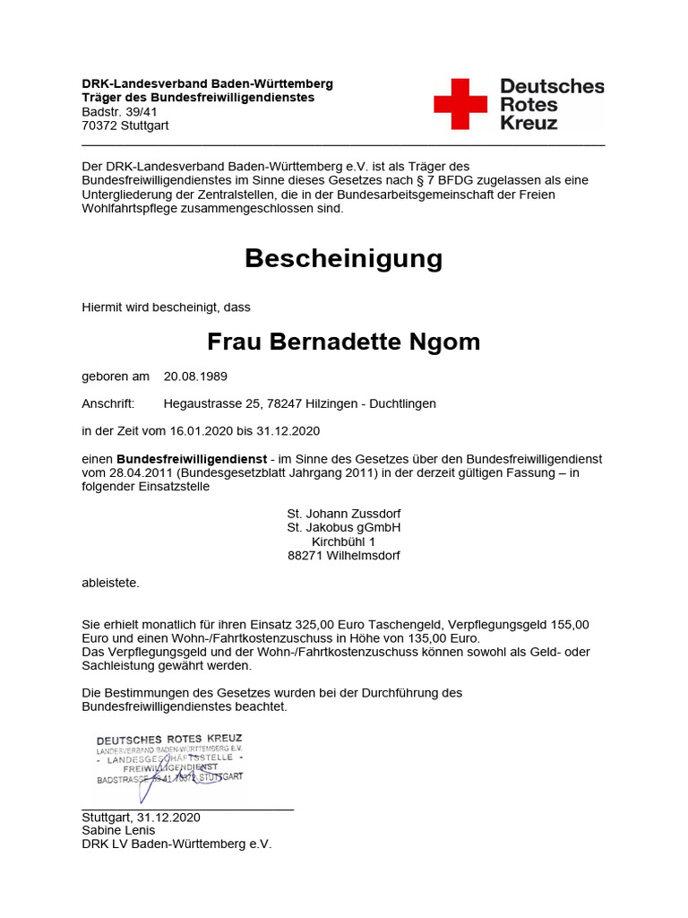 Bfd dienstbescheinigung ngom per email pdf