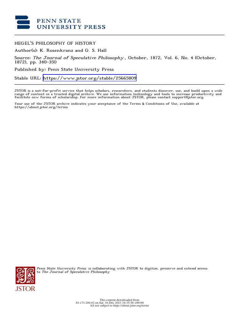 Hegel S Philosophy Of History Pdf Georg Wilhelm Friedrich Hegel