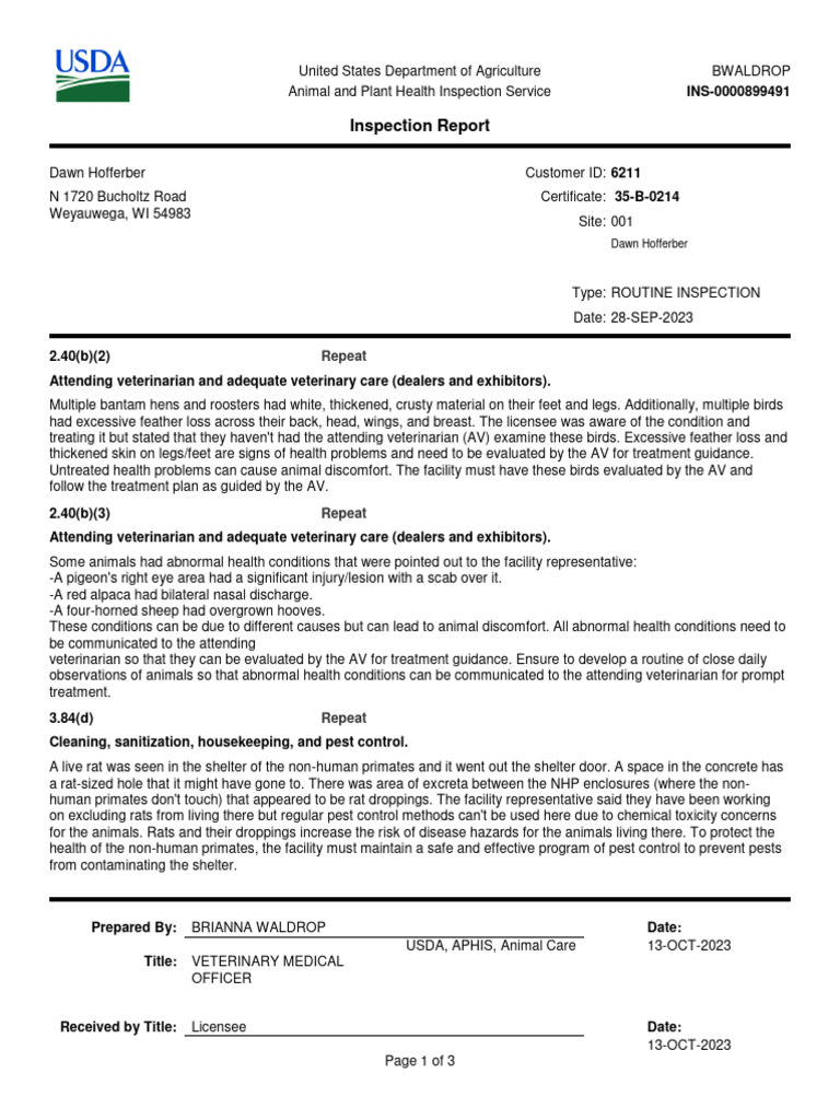 2023 09 28 Usda Ir Animal Haven Farm Zoo 35 b 0214 Nci Repeat PDF