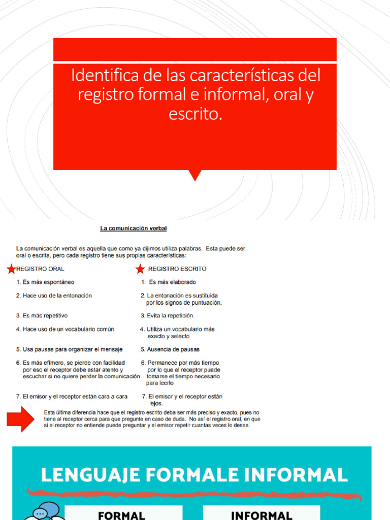 Características del lenguaje formal e informal | PDF