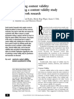 Objetivando A Validade Do Conteudo - Conduzindo Um Estudo de Validade de Conteudo em Pesquisa de Servico Social