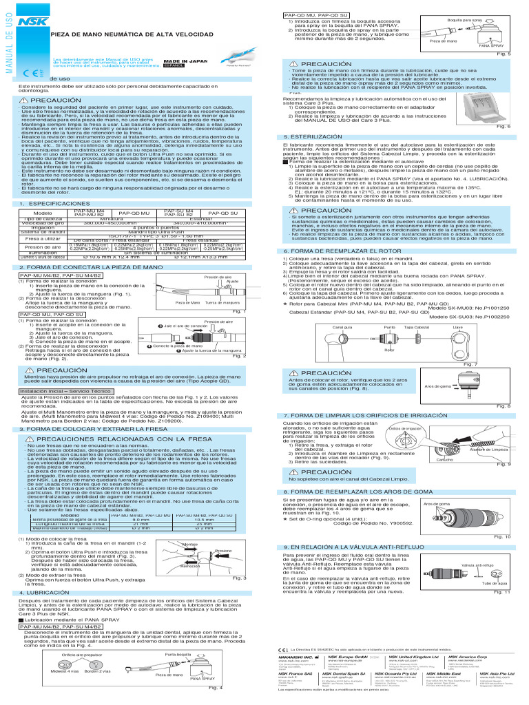Manual de Uso para PANA SPRAY NSK | PDF | Ingeniería mecánica