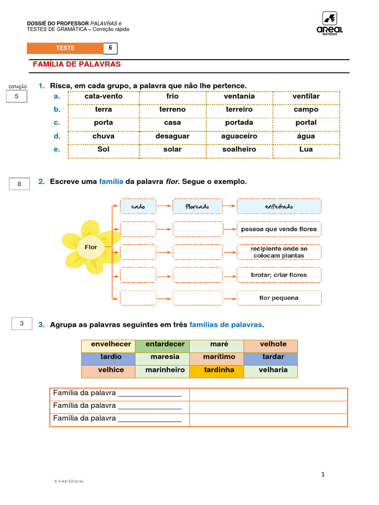 Atividades sobre Família de Palavras | PDF | Natureza | Fenômenos da Terra