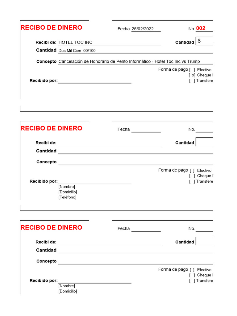 Recibo de Dinero | PDF
