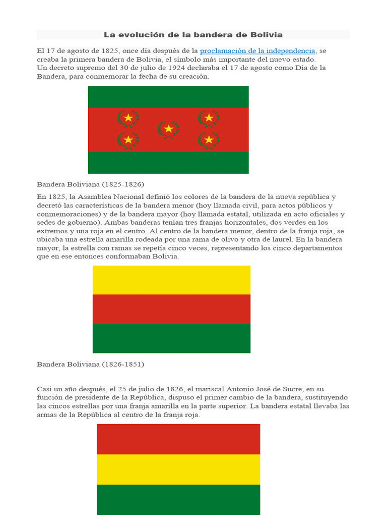 La Evolución de La Bandera de Bolivia | Descargar gratis PDF | Los ...