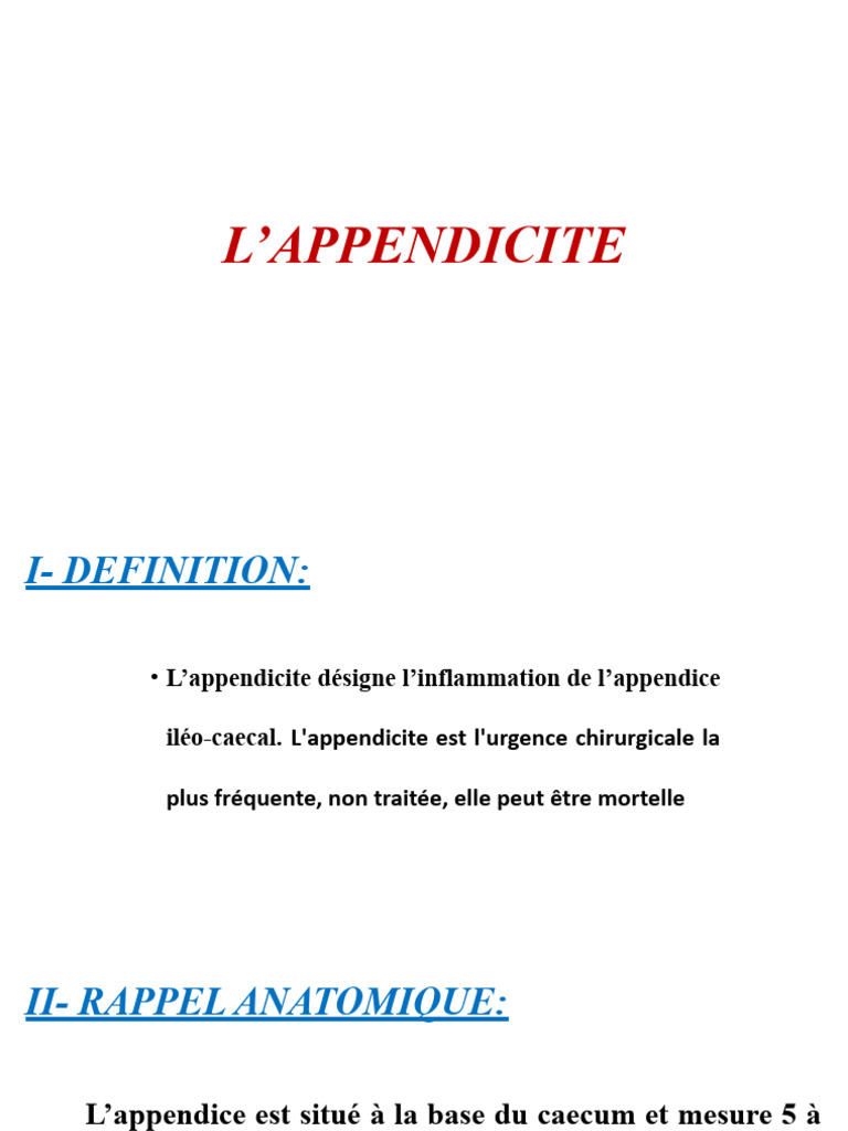 Définition et traitement de l'appendicite | PDF | Santé publique ...
