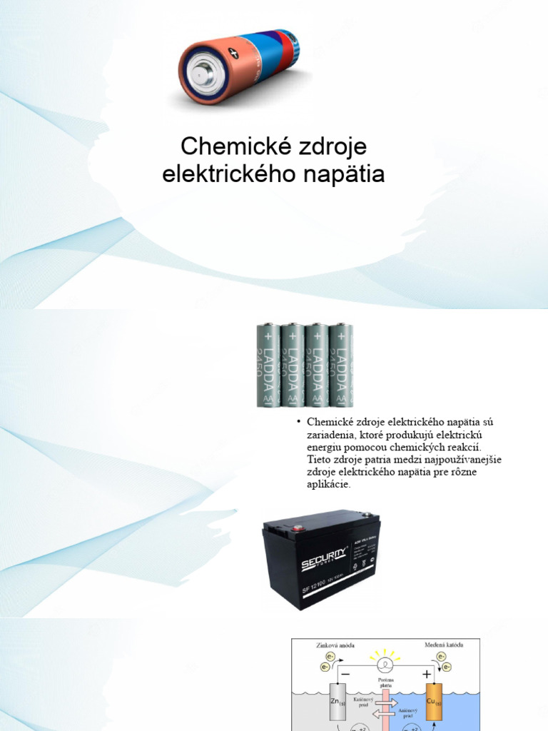 Chemické Zdroje Elektrického Napätia | PDF