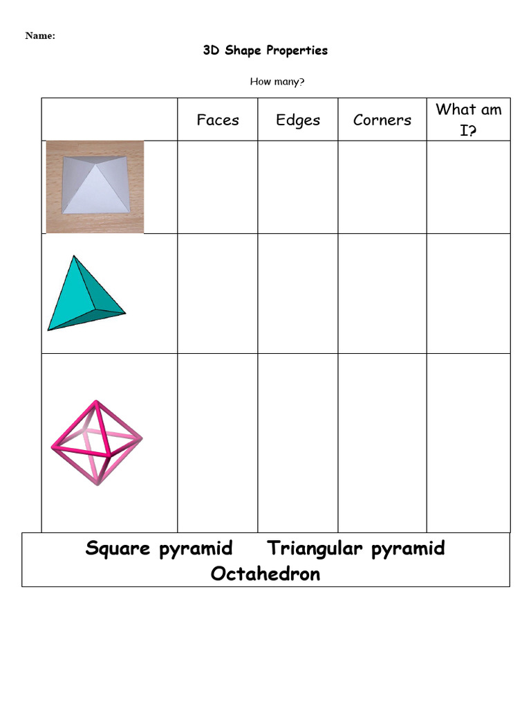 3d Shape Worksheet Extension PDF