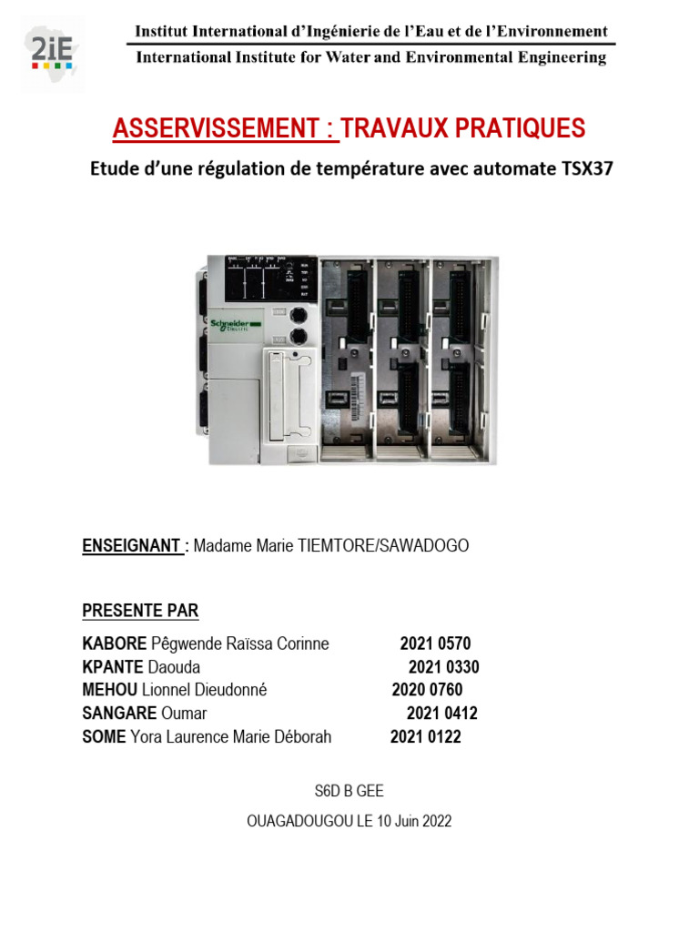 Régulation de Température avec TSX37 | PDF | Automatisation | Régulation