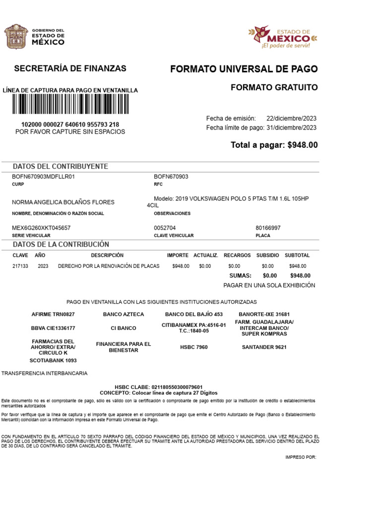 Formato Universal CCV | PDF