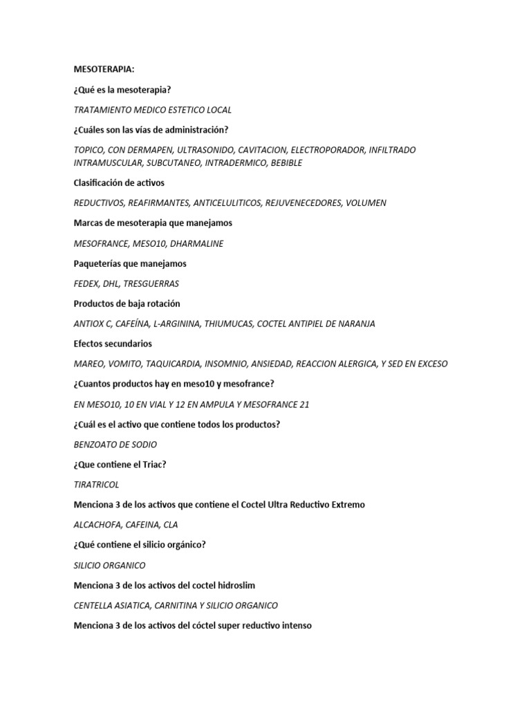 Coctel Reductivo en Mesoterapia | PDF | Salud y bienestar