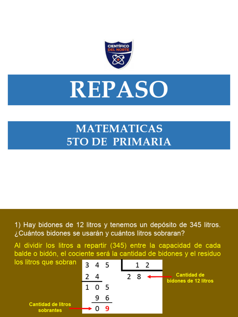 Ejercicios de Matemáticas 5to Primaria | PDF | Matemáticas | Aritmética