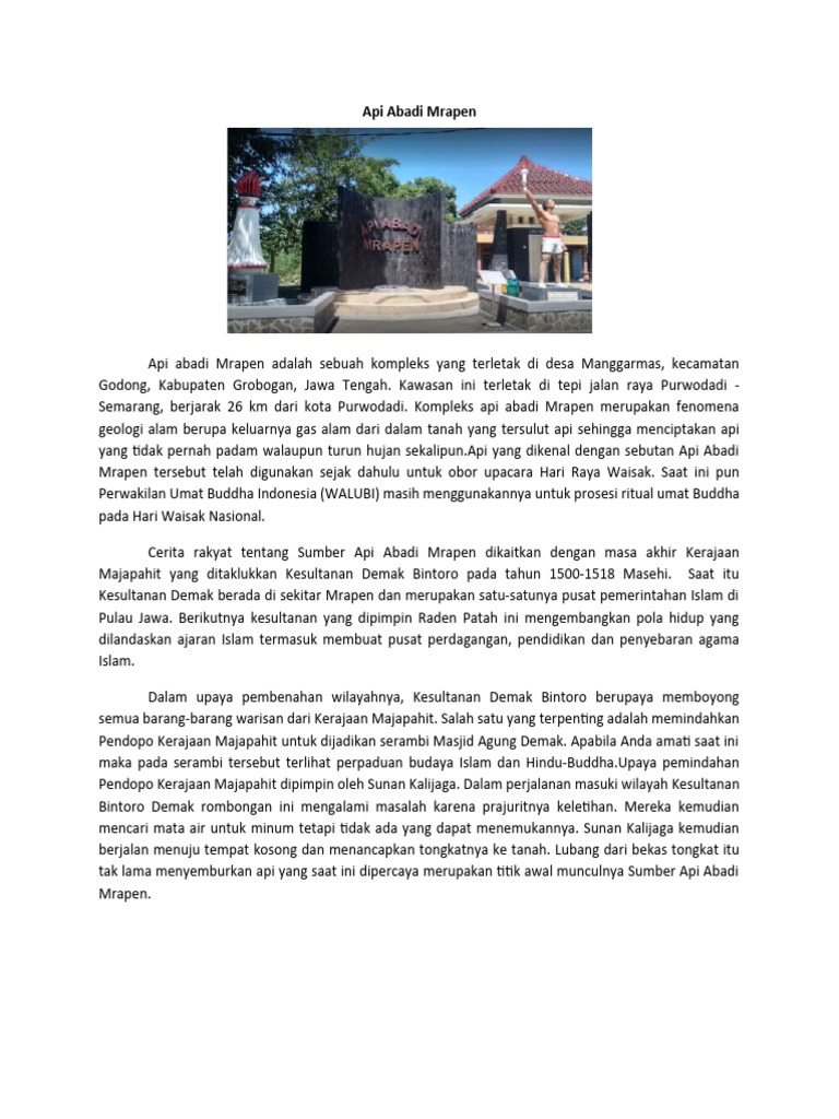 Sejarah dan Keberadaan Api Abadi Mrapen | PDF