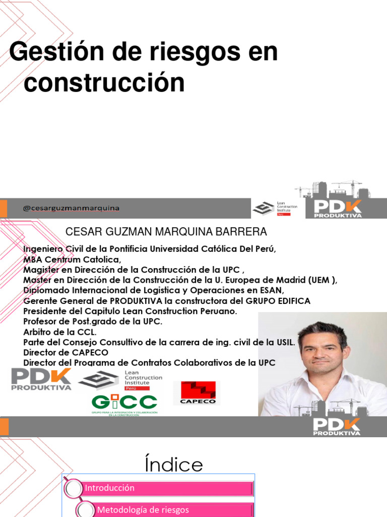 Webinar 1 Hora Gestion De Riesgos En Construccion Pdf Riesgo Perú