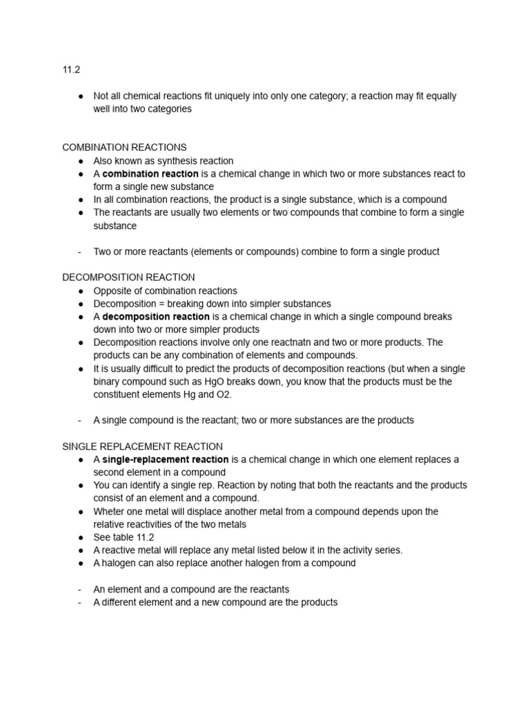 Chemistry Types of Reactions | PDF | Chemical Reactions | Precipitation ...