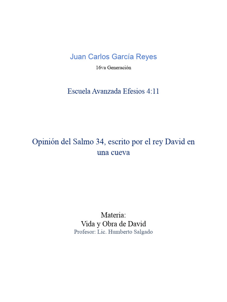 Análisis del Salmo 34 de David | PDF | Salmos | David