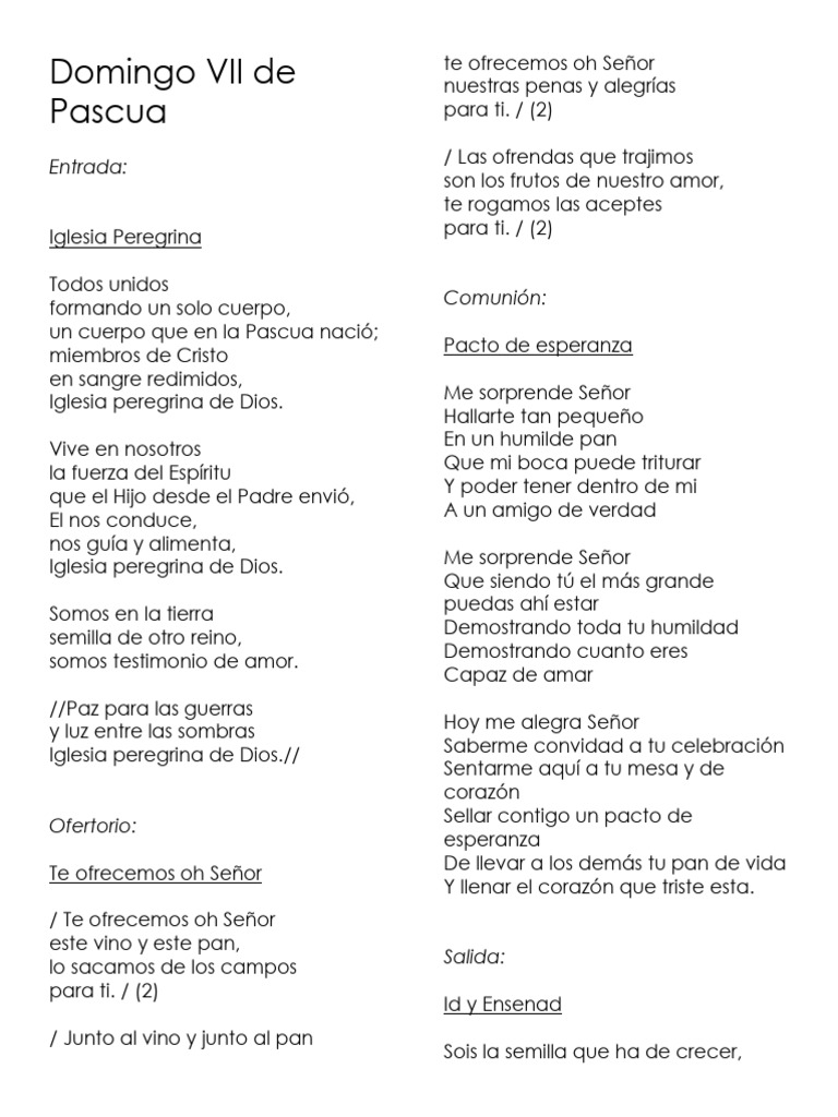 Domingo Vii De Tiempo De Pascua Ciclo B Asencion Del Senor Pdf